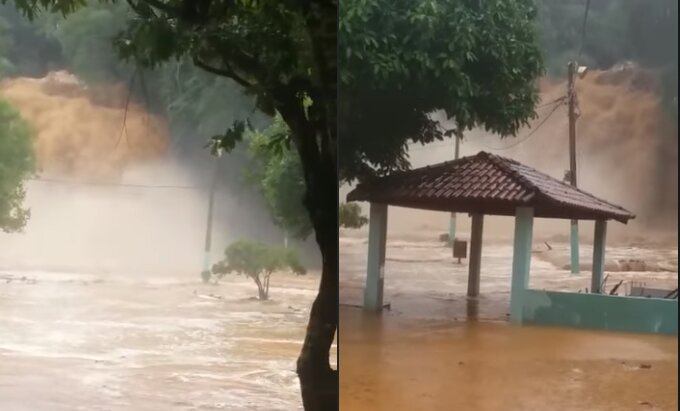 Parque Aquático de Cambuci, RJ, ficou alagado. (Foto: Reprodução/Ademilson Coutinho)